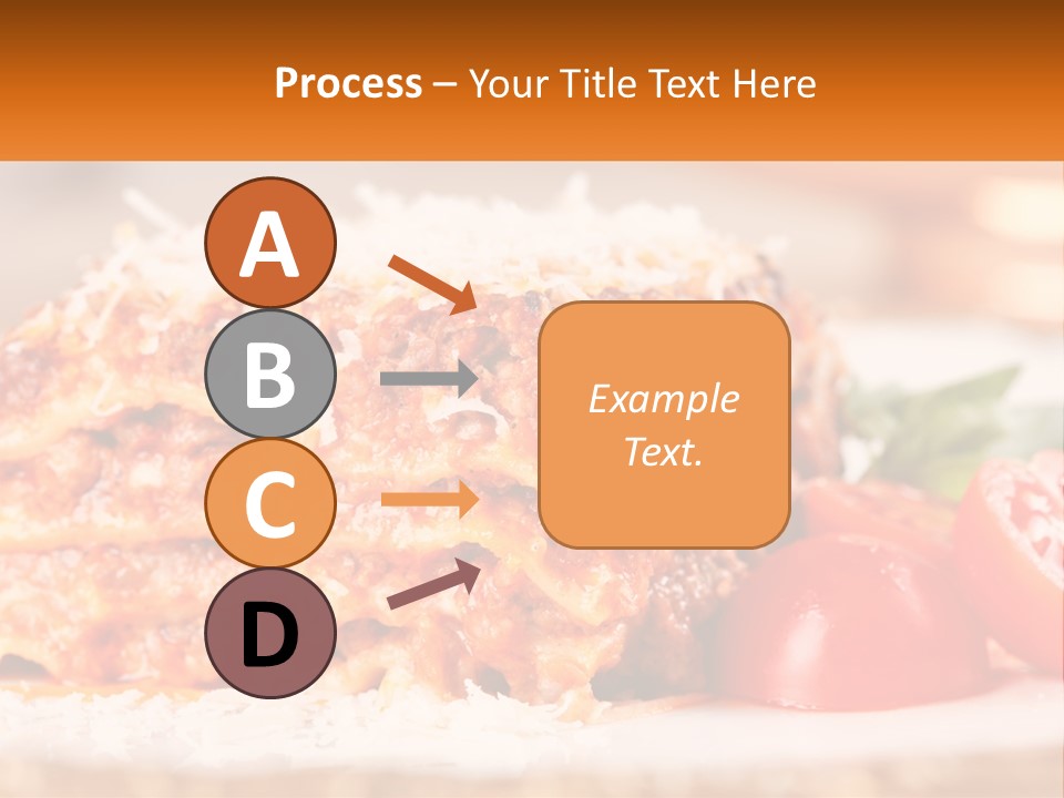 A Plate With Lasagna And Tomatoes On It PowerPoint Template