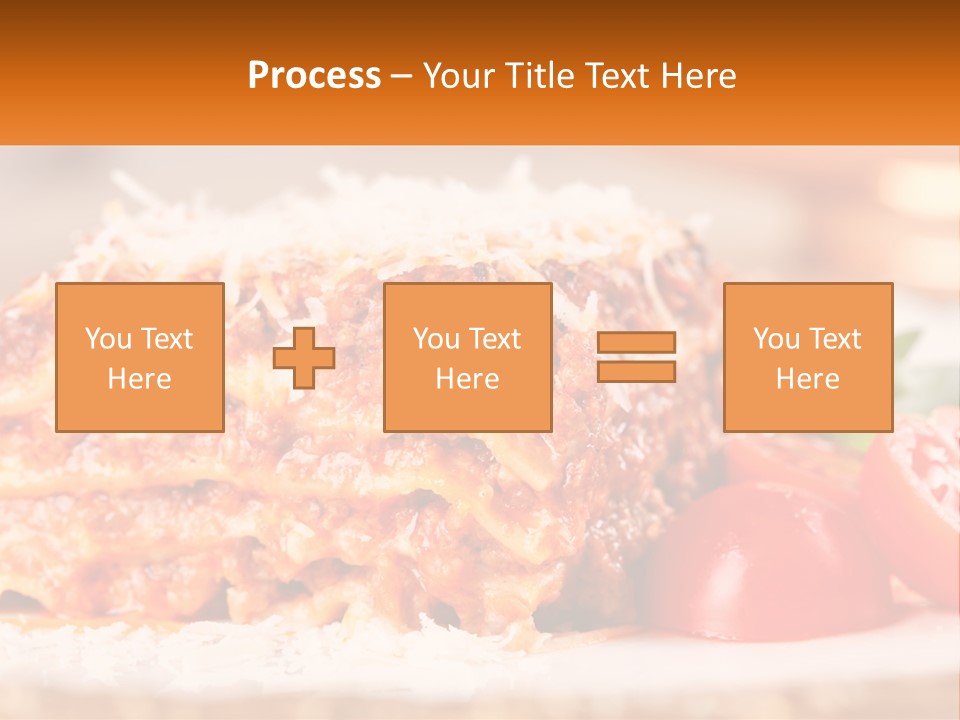 A Plate With Lasagna And Tomatoes On It PowerPoint Template