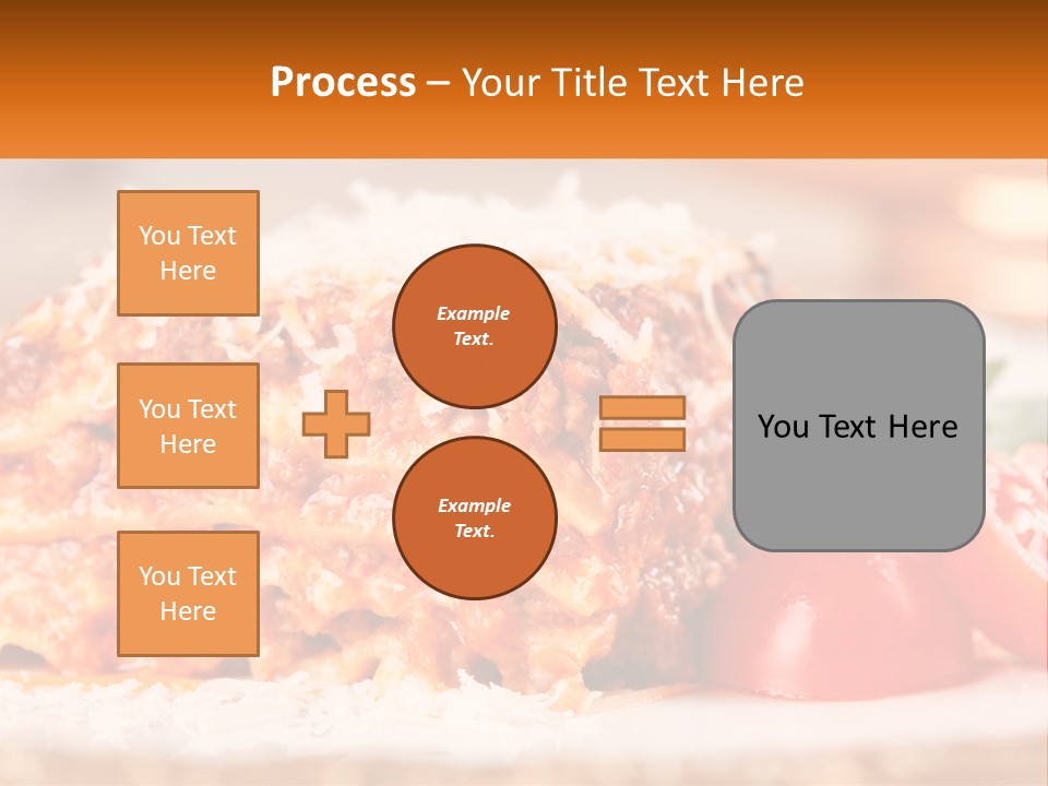 A Plate With Lasagna And Tomatoes On It PowerPoint Template