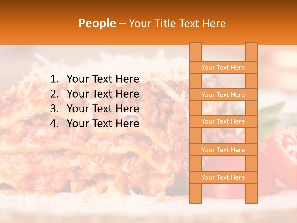 A Plate With Lasagna And Tomatoes On It PowerPoint Template