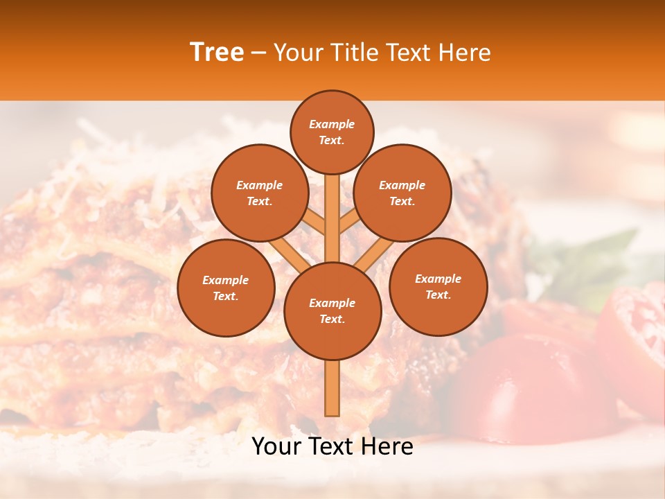 A Plate With Lasagna And Tomatoes On It PowerPoint Template