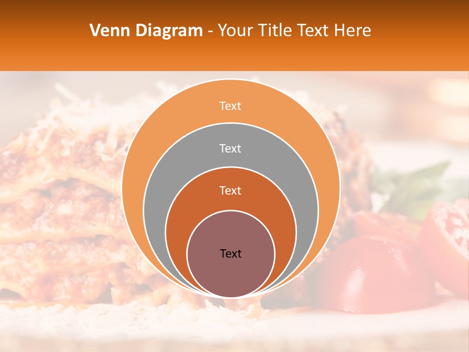 A Plate With Lasagna And Tomatoes On It PowerPoint Template