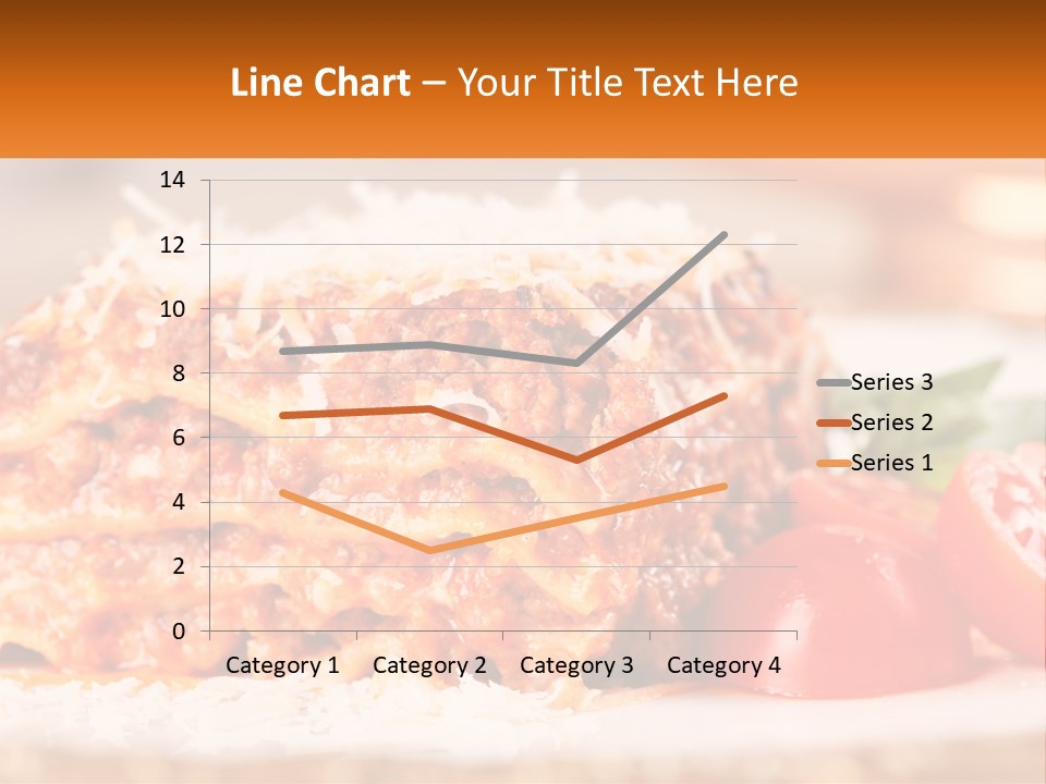 A Plate With Lasagna And Tomatoes On It PowerPoint Template