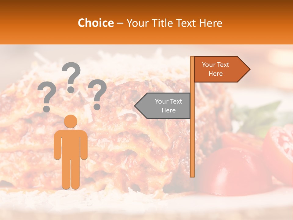 A Plate With Lasagna And Tomatoes On It PowerPoint Template