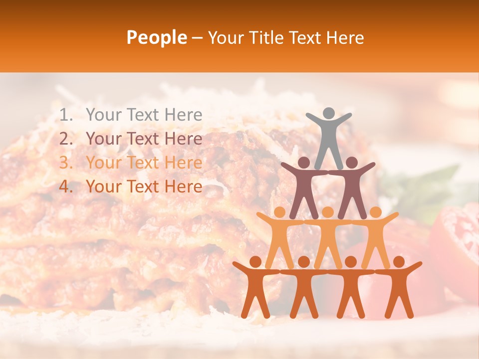 A Plate With Lasagna And Tomatoes On It PowerPoint Template