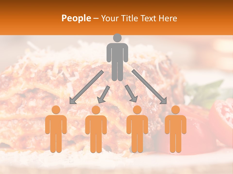 A Plate With Lasagna And Tomatoes On It PowerPoint Template