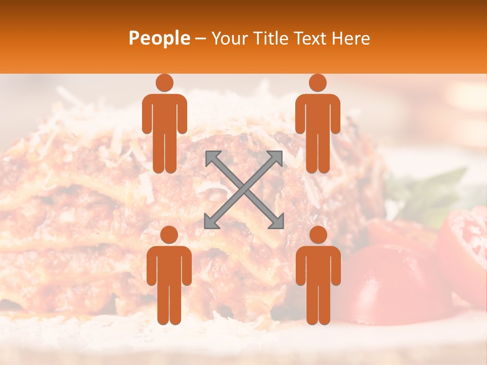 A Plate With Lasagna And Tomatoes On It PowerPoint Template