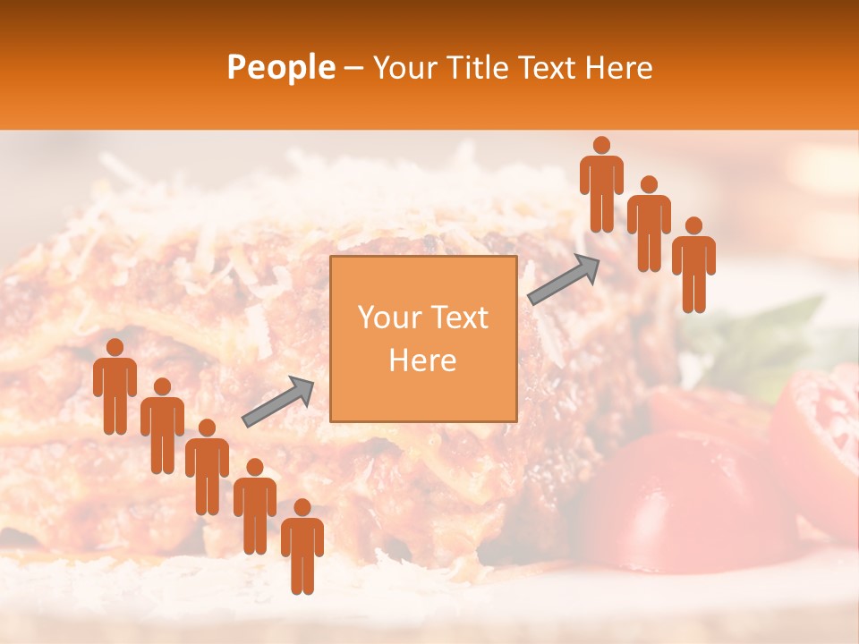 A Plate With Lasagna And Tomatoes On It PowerPoint Template