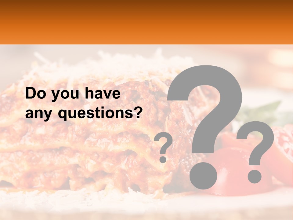 A Plate With Lasagna And Tomatoes On It PowerPoint Template