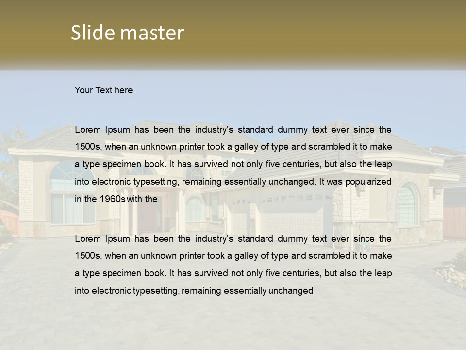 A Large House With A Driveway And Garage PowerPoint Template