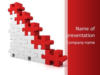 A Red And White Puzzle Piece On A White Background PowerPoint Template