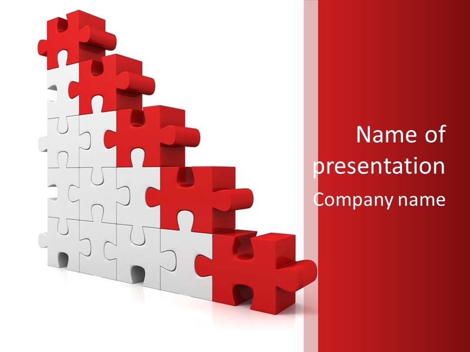 A Red And White Puzzle Piece On A White Background PowerPoint Template