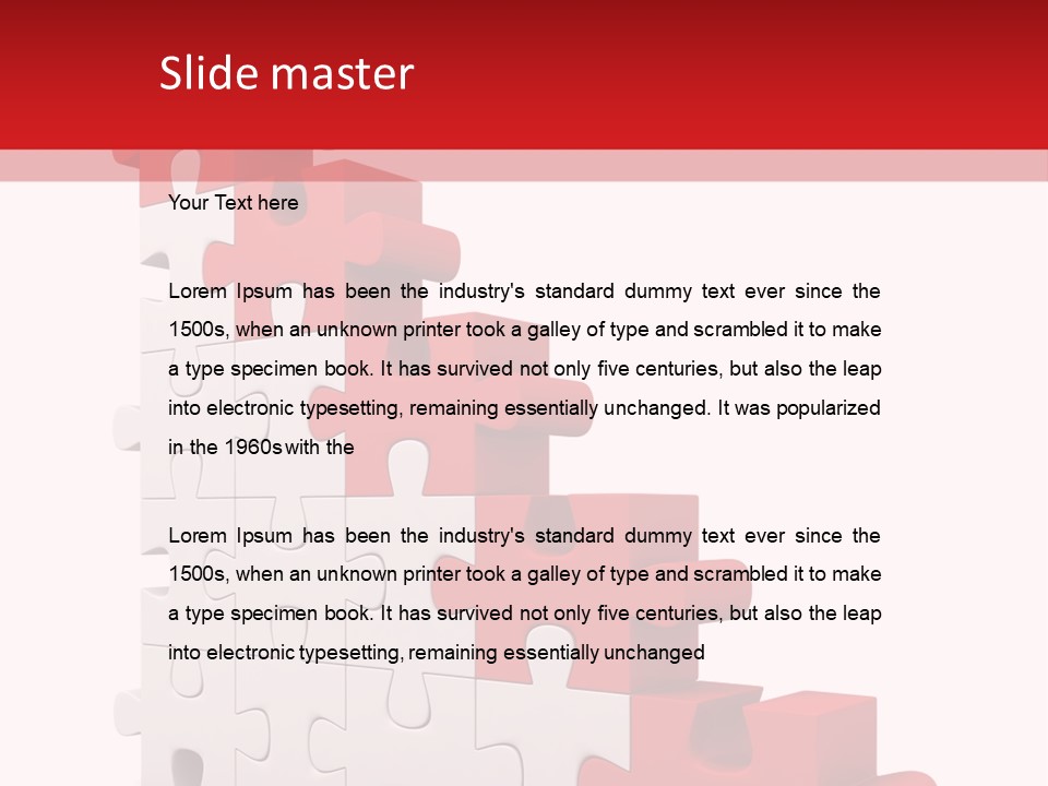 A Red And White Puzzle Piece On A White Background PowerPoint Template