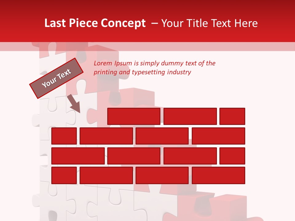 A Red And White Puzzle Piece On A White Background PowerPoint Template