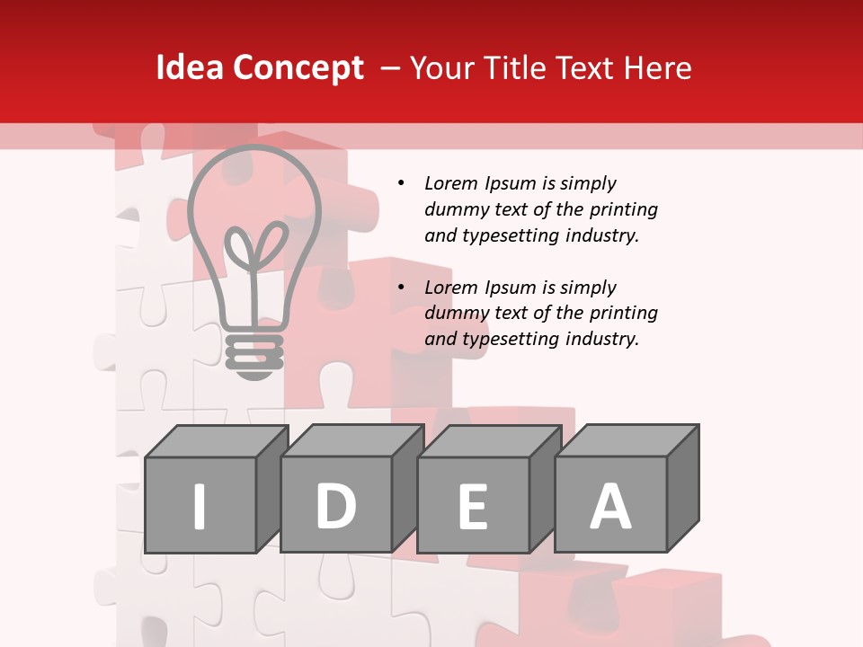A Red And White Puzzle Piece On A White Background PowerPoint Template