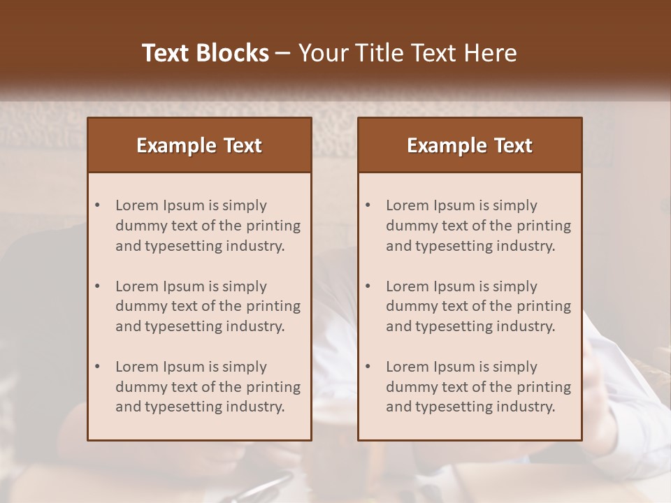 Two Men Sitting At A Table Looking At A Cell Phone PowerPoint Template
