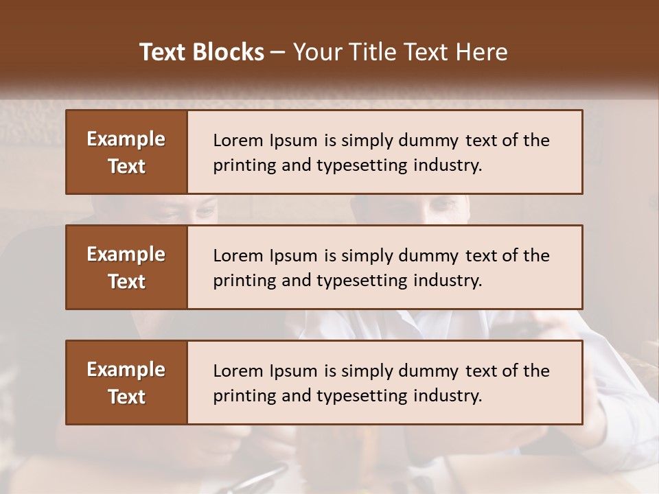 Two Men Sitting At A Table Looking At A Cell Phone PowerPoint Template