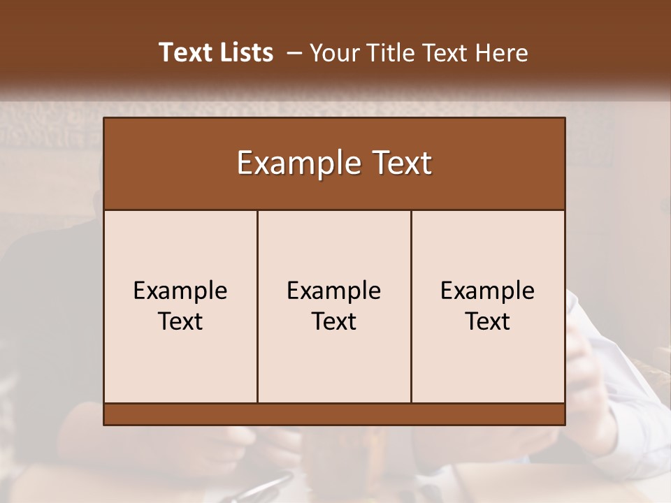 Two Men Sitting At A Table Looking At A Cell Phone PowerPoint Template
