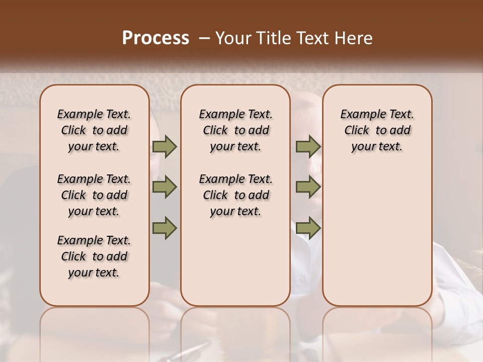 Two Men Sitting At A Table Looking At A Cell Phone PowerPoint Template