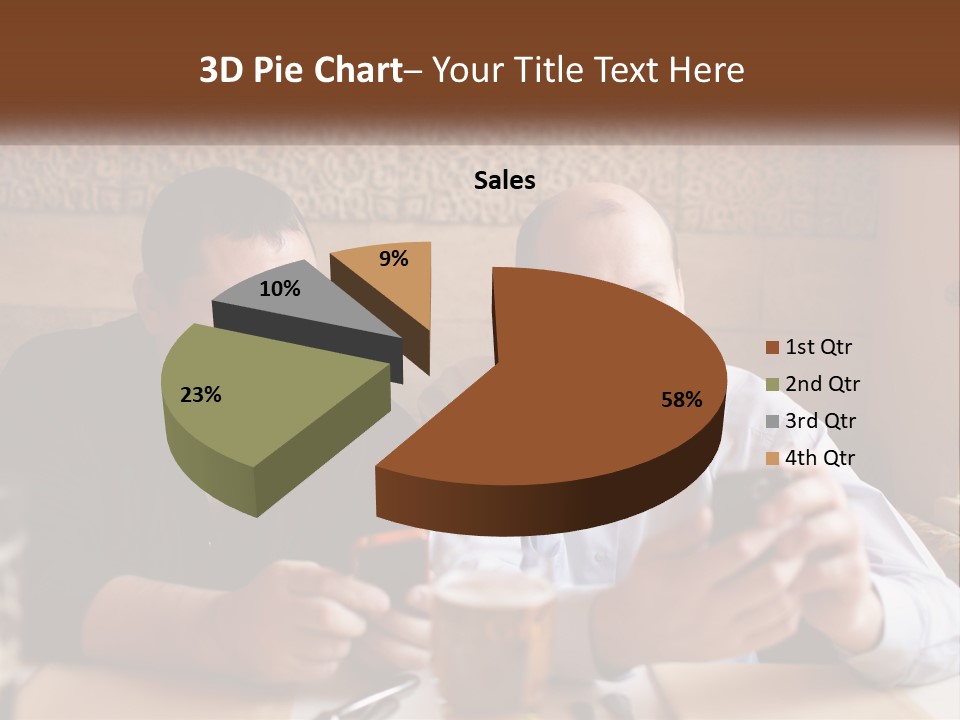 Two Men Sitting At A Table Looking At A Cell Phone PowerPoint Template
