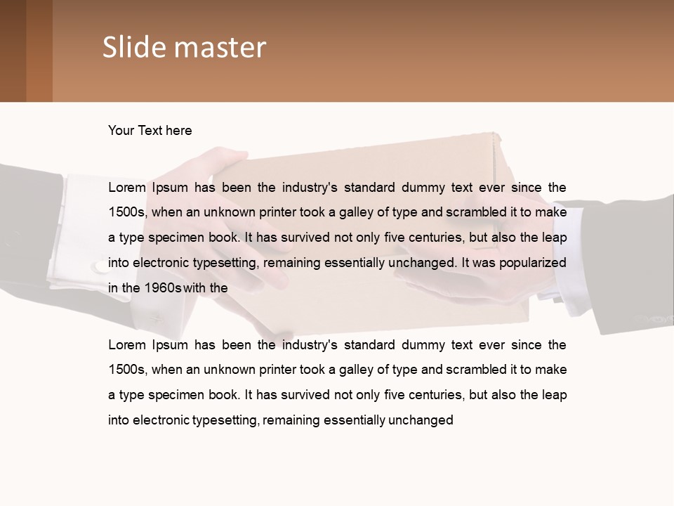 Two Hands Holding A Box With A Brown Background PowerPoint Template