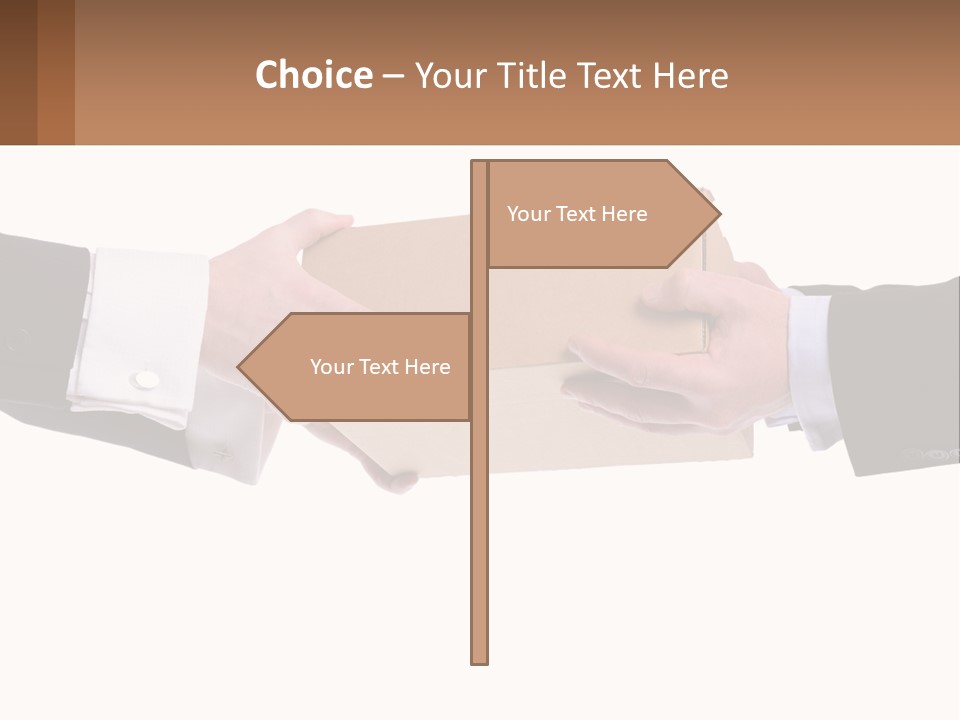 Two Hands Holding A Box With A Brown Background PowerPoint Template
