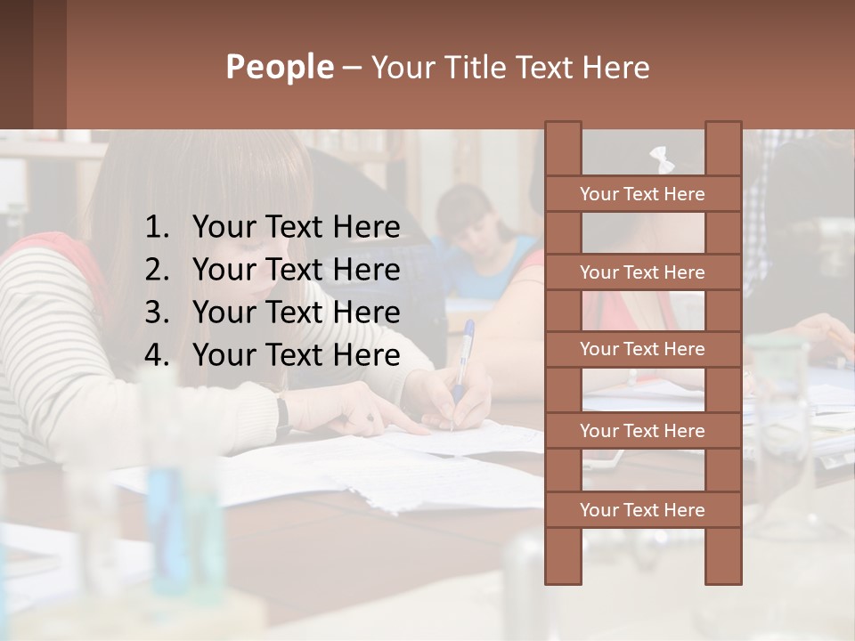 A Group Of People Sitting At A Table Writing PowerPoint Template