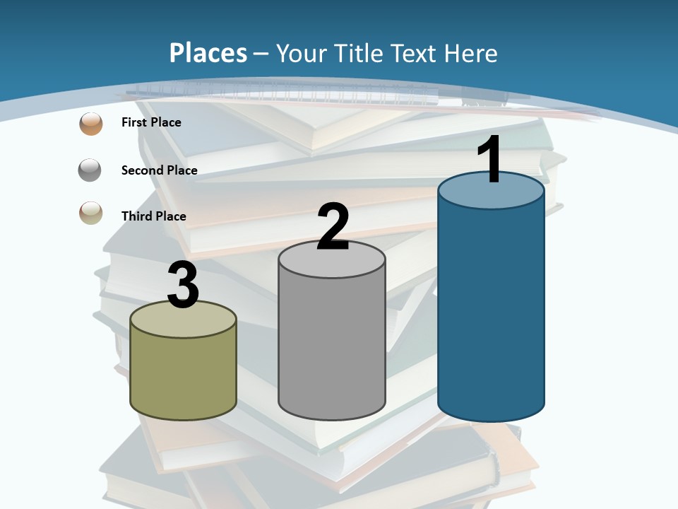 A Stack Of Books With A Graduation Cap On Top Of It PowerPoint Template
