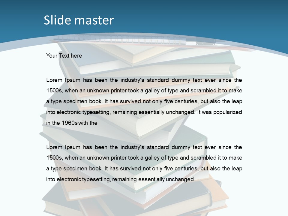 A Stack Of Books With A Graduation Cap On Top Of It PowerPoint Template