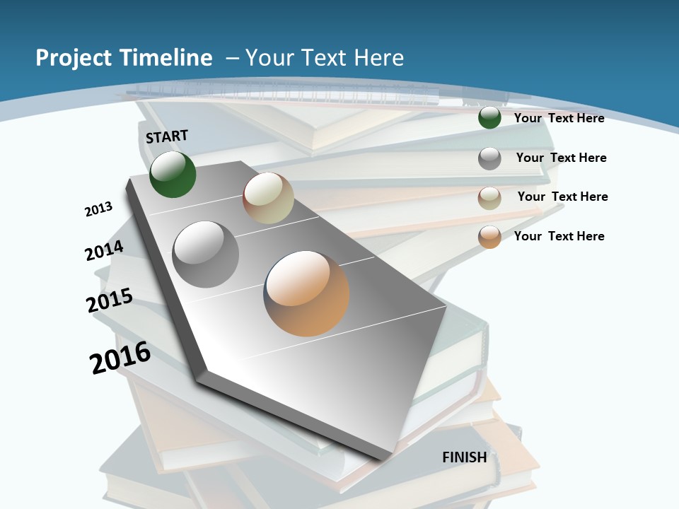 A Stack Of Books With A Graduation Cap On Top Of It PowerPoint Template