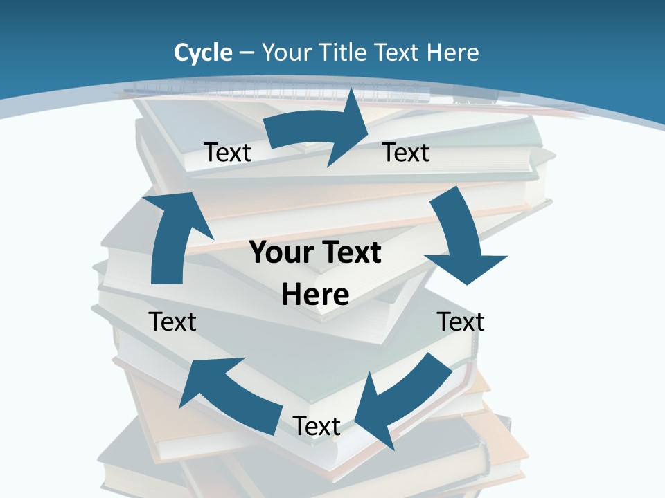 A Stack Of Books With A Graduation Cap On Top Of It PowerPoint Template