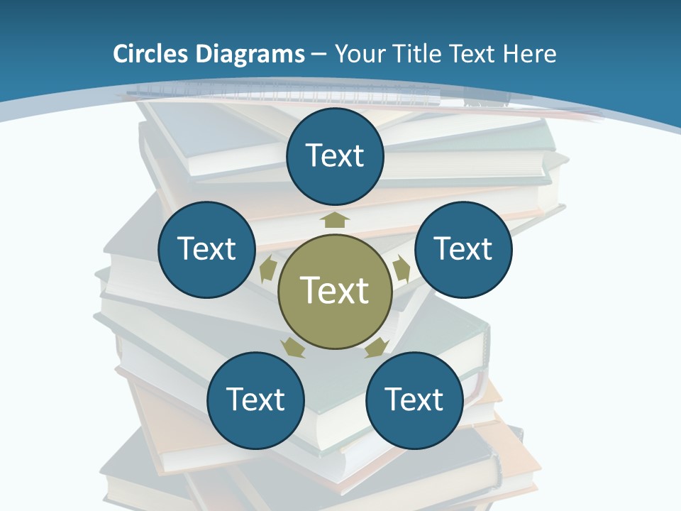 A Stack Of Books With A Graduation Cap On Top Of It PowerPoint Template