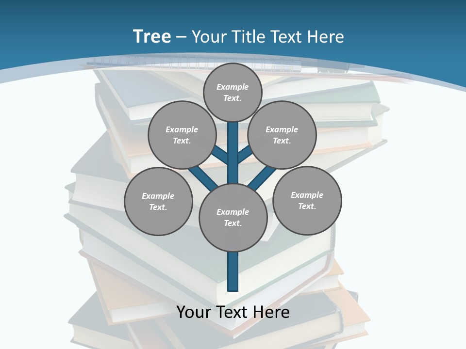 A Stack Of Books With A Graduation Cap On Top Of It PowerPoint Template