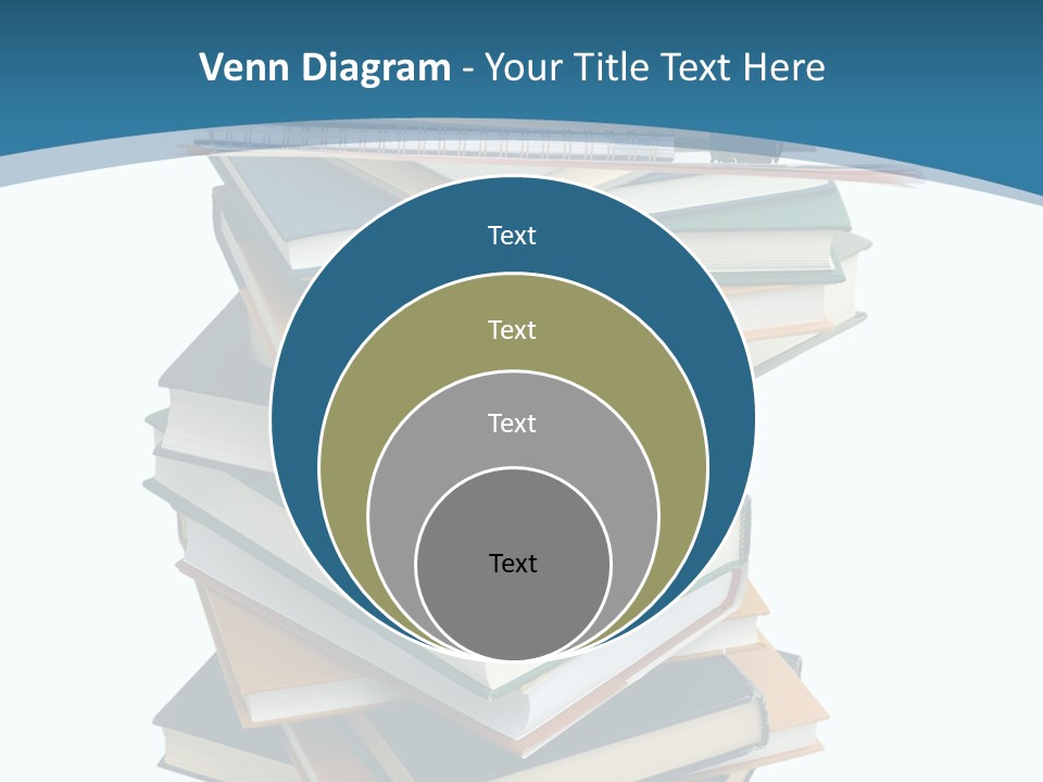 A Stack Of Books With A Graduation Cap On Top Of It PowerPoint Template