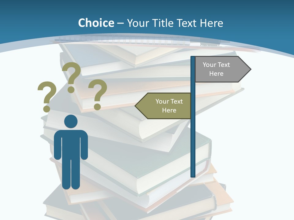 A Stack Of Books With A Graduation Cap On Top Of It PowerPoint Template