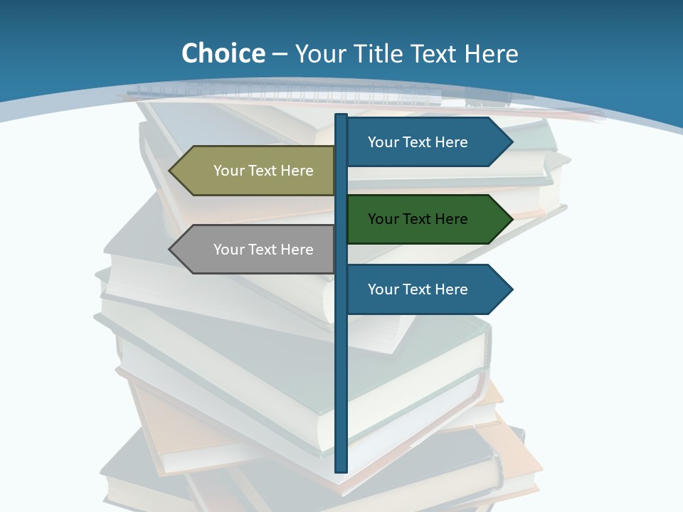 A Stack Of Books With A Graduation Cap On Top Of It PowerPoint Template