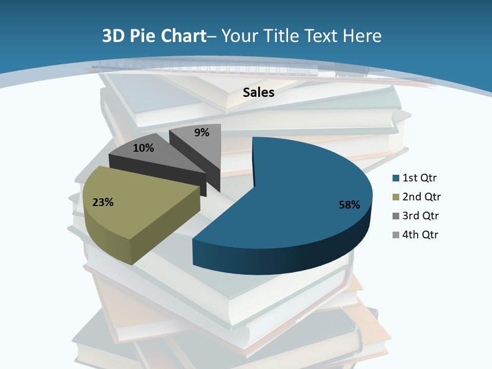 A Stack Of Books With A Graduation Cap On Top Of It PowerPoint Template