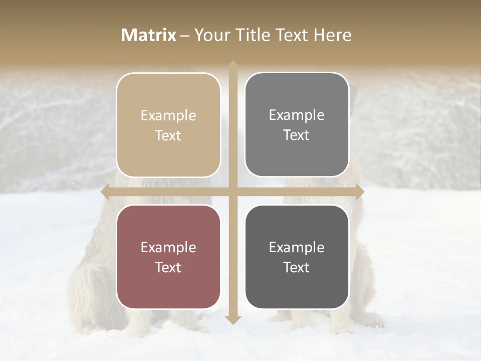 Two Dogs Sitting In The Snow With Trees In The Background PowerPoint Template