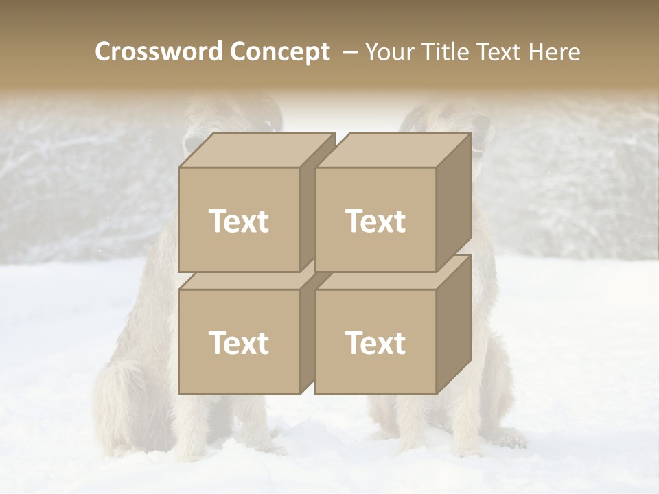 Two Dogs Sitting In The Snow With Trees In The Background PowerPoint Template