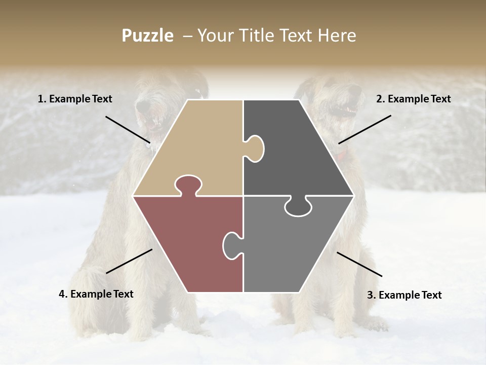 Two Dogs Sitting In The Snow With Trees In The Background PowerPoint Template