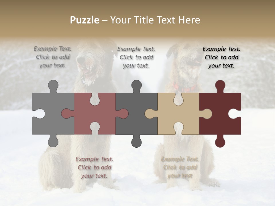Two Dogs Sitting In The Snow With Trees In The Background PowerPoint Template