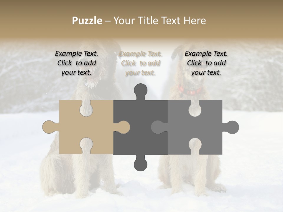 Two Dogs Sitting In The Snow With Trees In The Background PowerPoint Template