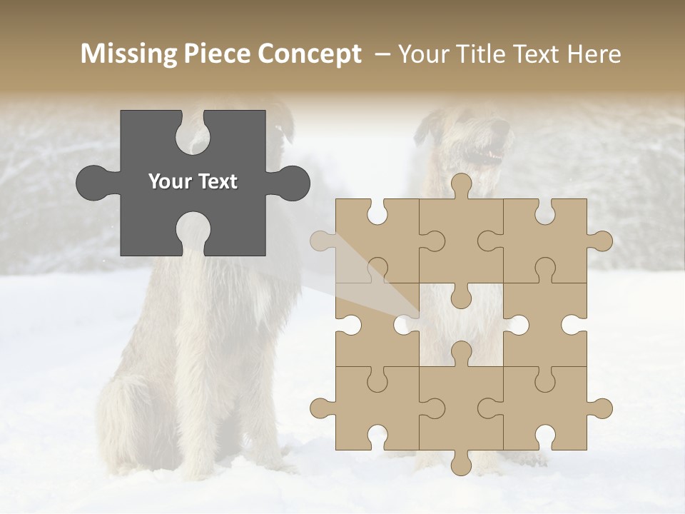 Two Dogs Sitting In The Snow With Trees In The Background PowerPoint Template
