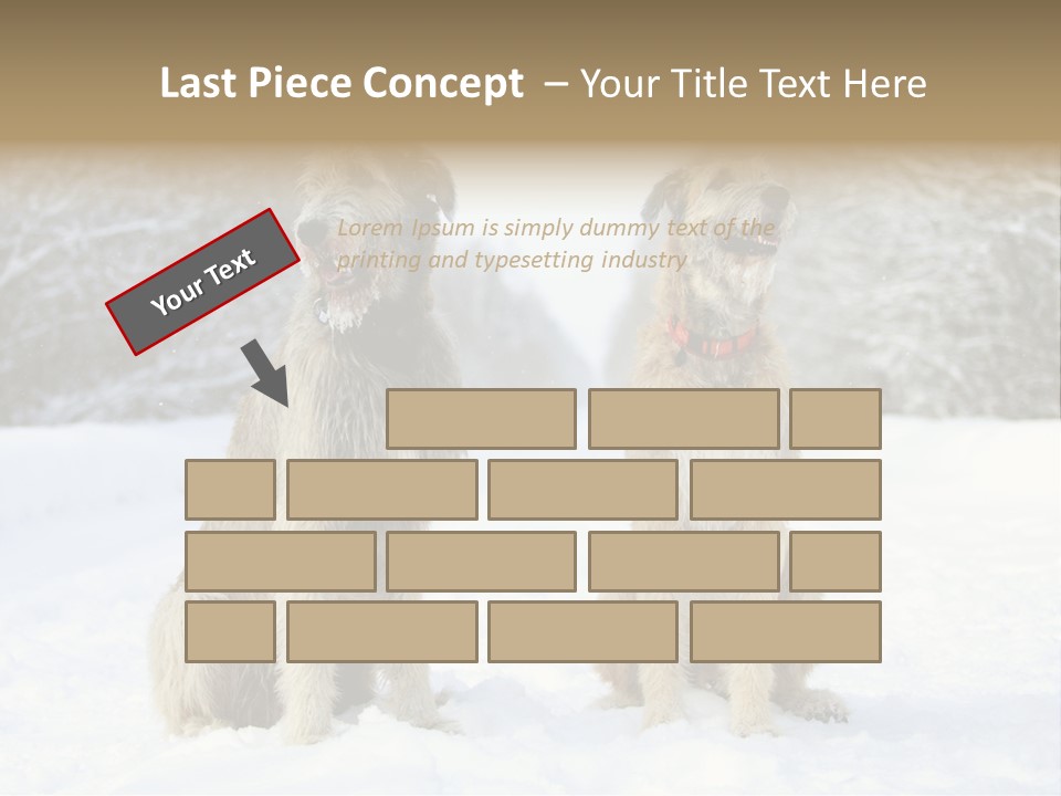 Two Dogs Sitting In The Snow With Trees In The Background PowerPoint Template