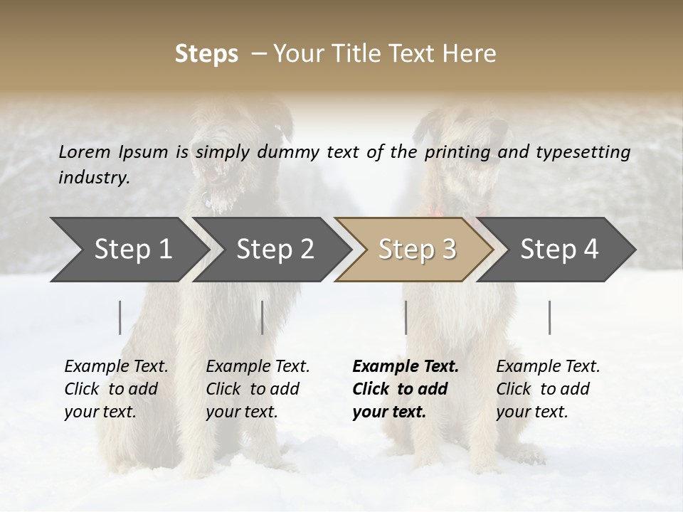 Two Dogs Sitting In The Snow With Trees In The Background PowerPoint Template