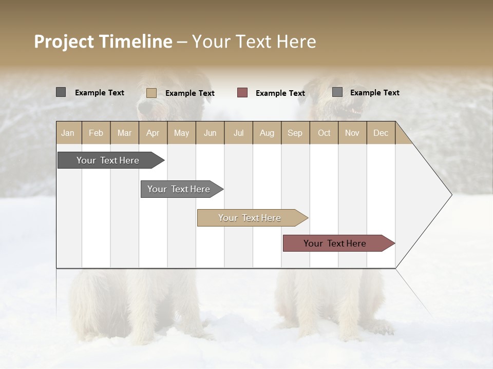 Two Dogs Sitting In The Snow With Trees In The Background PowerPoint Template
