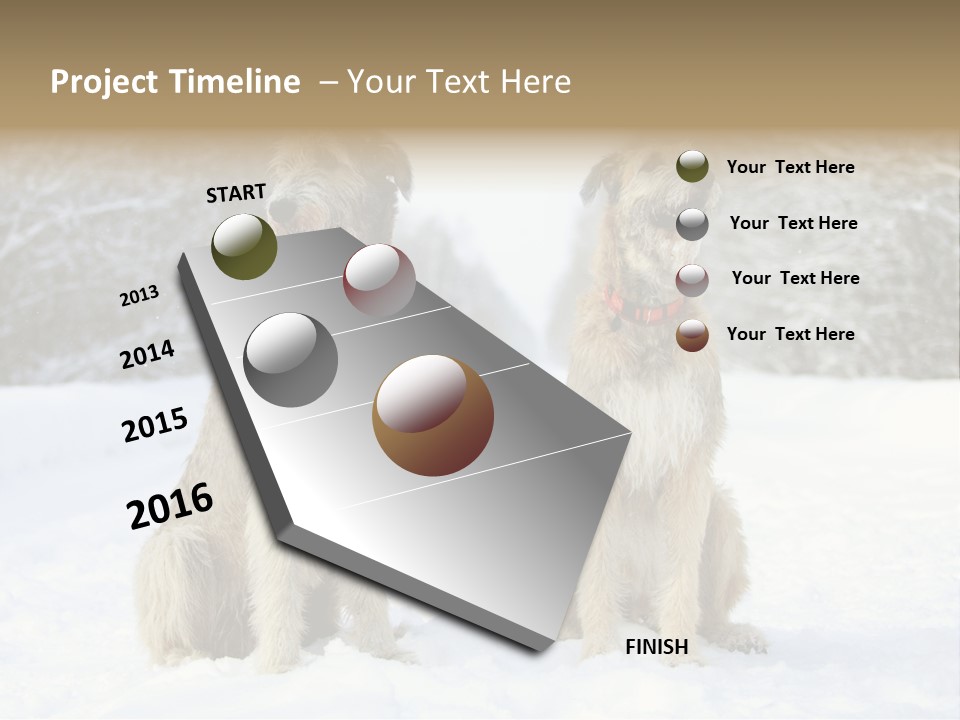 Two Dogs Sitting In The Snow With Trees In The Background PowerPoint Template