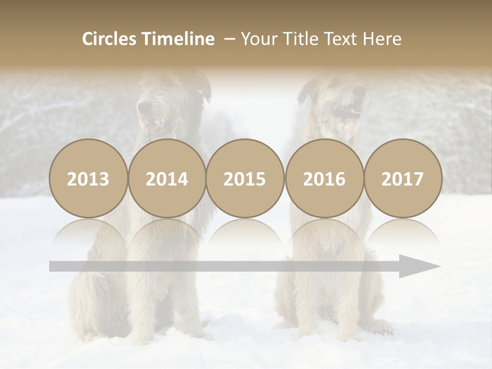 Two Dogs Sitting In The Snow With Trees In The Background PowerPoint Template