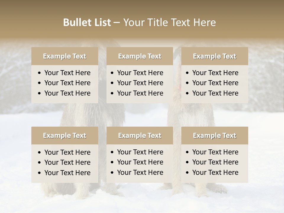 Two Dogs Sitting In The Snow With Trees In The Background PowerPoint Template