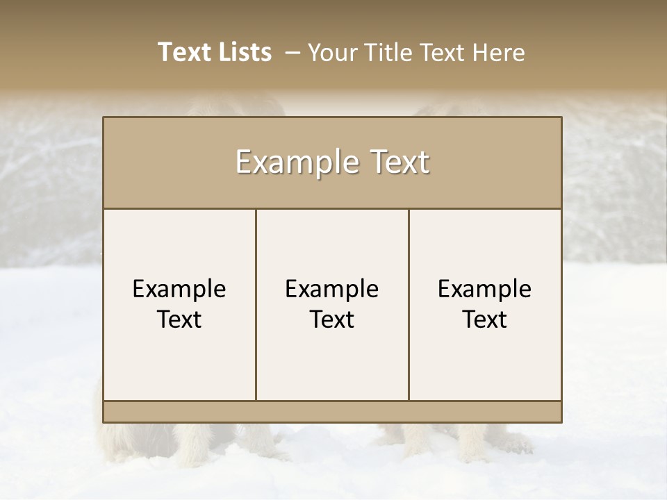Two Dogs Sitting In The Snow With Trees In The Background PowerPoint Template